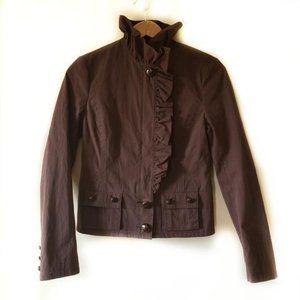 Anthropologie ELEVENSES Brown Ruffle Trim Jacket 4